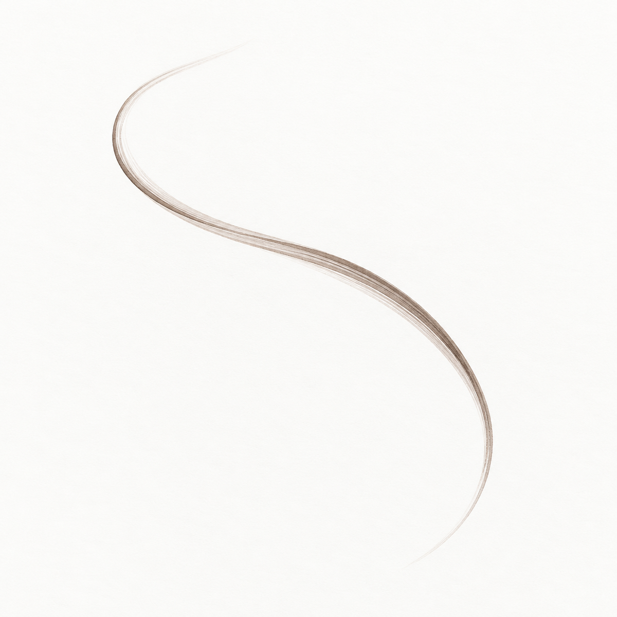 Hair-like stroke swatch in a soft taupe brown