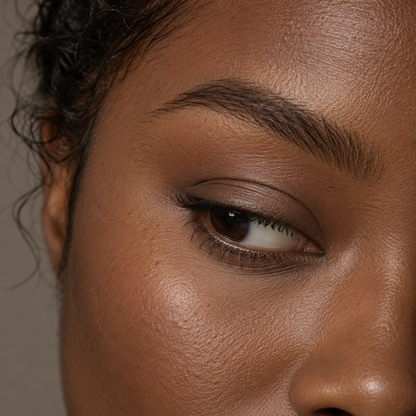 Close-up portrait look with naturally defined brows