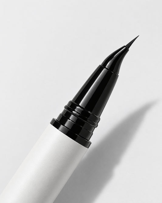 Close-up of the angled eyeliner's curved neck and single fine beak tip