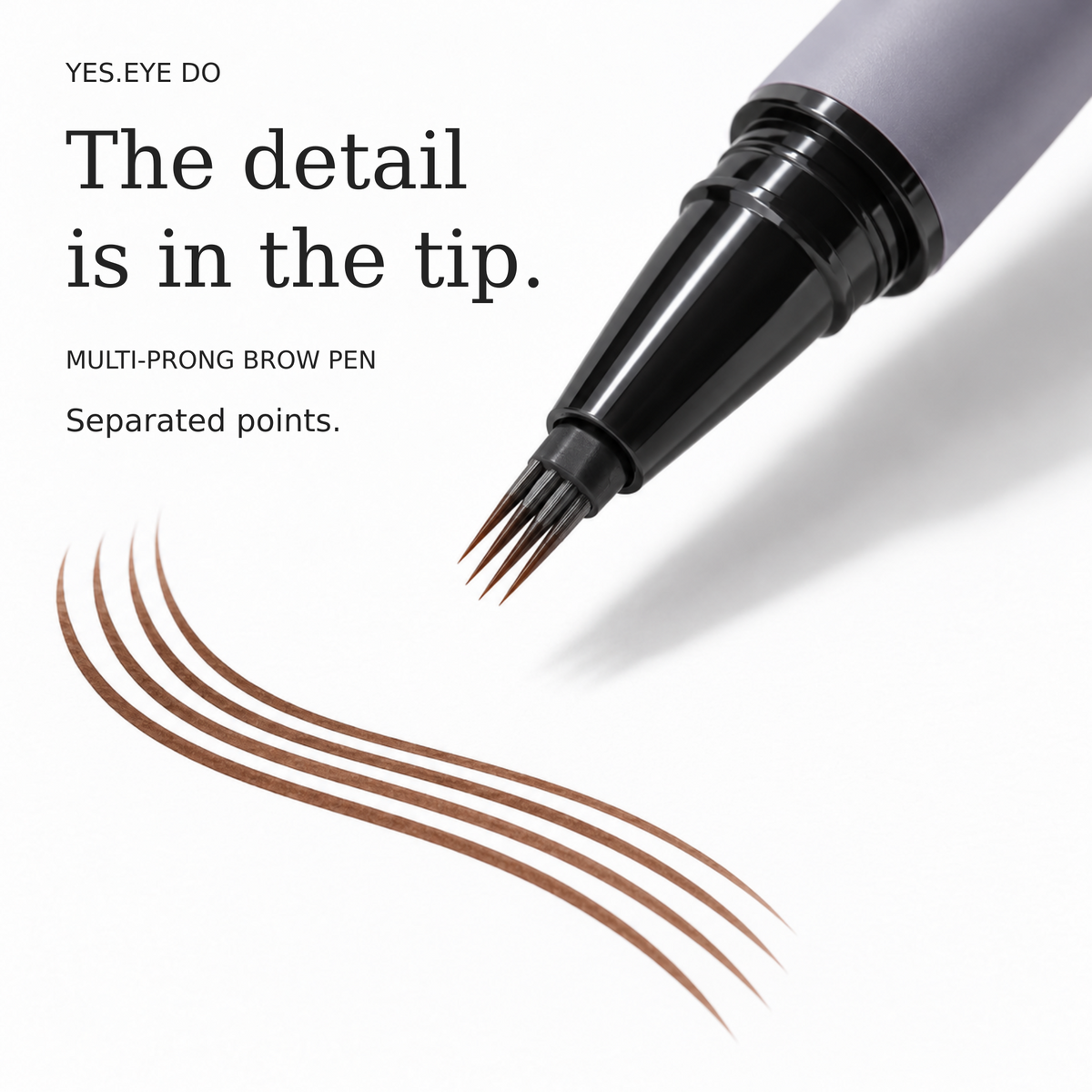 4-Prong Brow Pen tip drawing four separated hair-like strokes