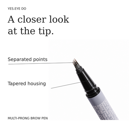 Diagram of the 4-Prong Brow Pen tip showing separated points and the tapered housing