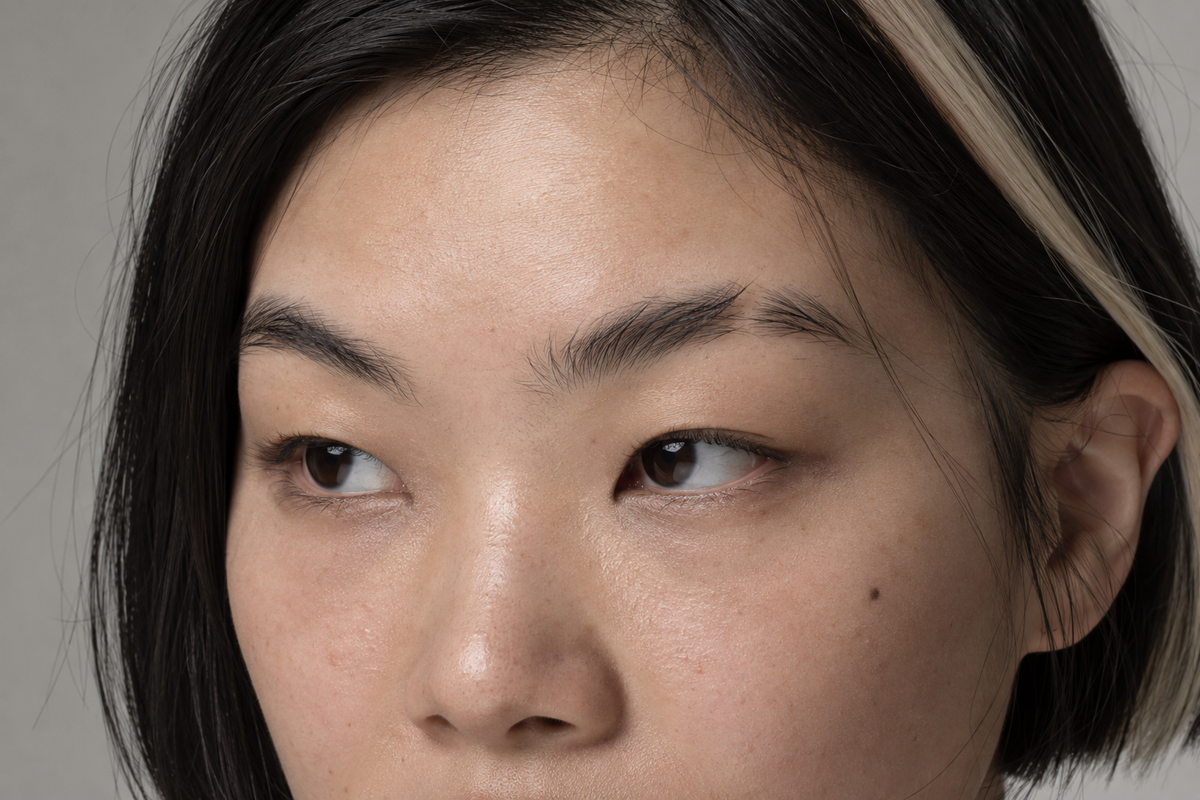Bare brow before detail